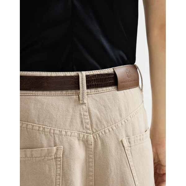 Brunello Cucinelli Five-pocket flared skirt in Beige, view 4