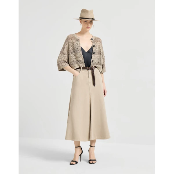 Brunello Cucinelli Five-pocket flared skirt in Beige, view 6