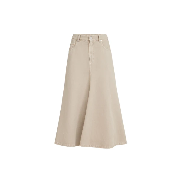 Brunello Cucinelli Five-pocket flared skirt in Beige