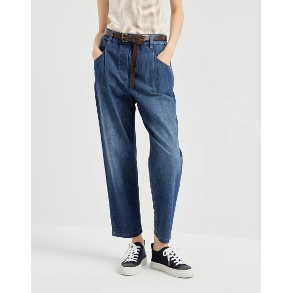 Brunello Cucinelli Five-pocket trousers in Dark Denim, view 2
