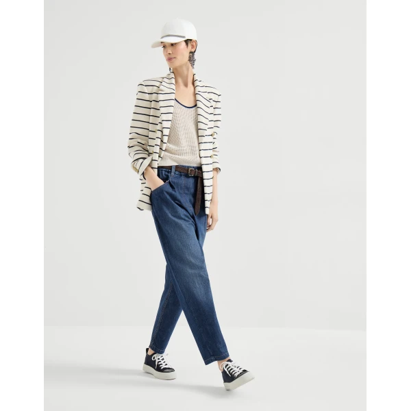 Brunello Cucinelli Five-pocket trousers in Dark Denim, view 5