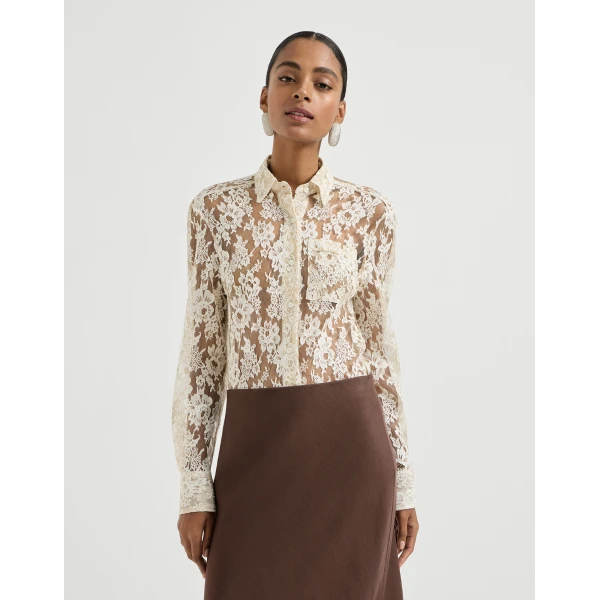 Brunello Cucinelli Flower jacquard lace shirt, view 2