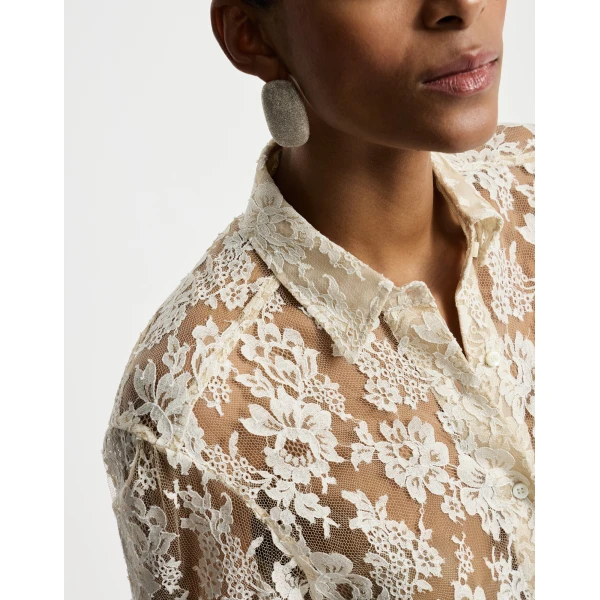 Brunello Cucinelli Flower jacquard lace shirt, view 4