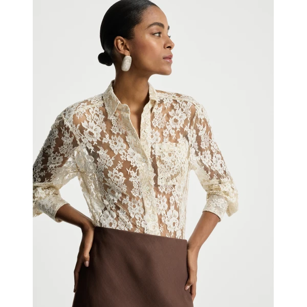 Brunello Cucinelli Flower jacquard lace shirt, view 5