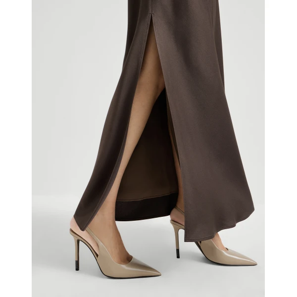 Brunello Cucinelli Fluid Bias-Cut skirt in Cocoa, view 4