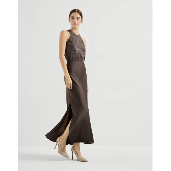 Brunello Cucinelli Fluid Bias-Cut skirt in Cocoa, view 5