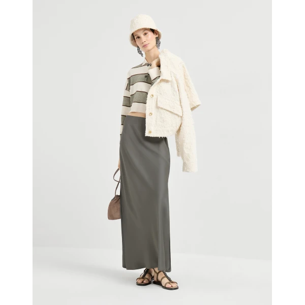 Brunello Cucinelli Fluid Bias-Cut skirt in Olive, view 6