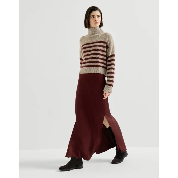 Brunello Cucinelli Fluid Bias-Cut skirt in Wine, view 5