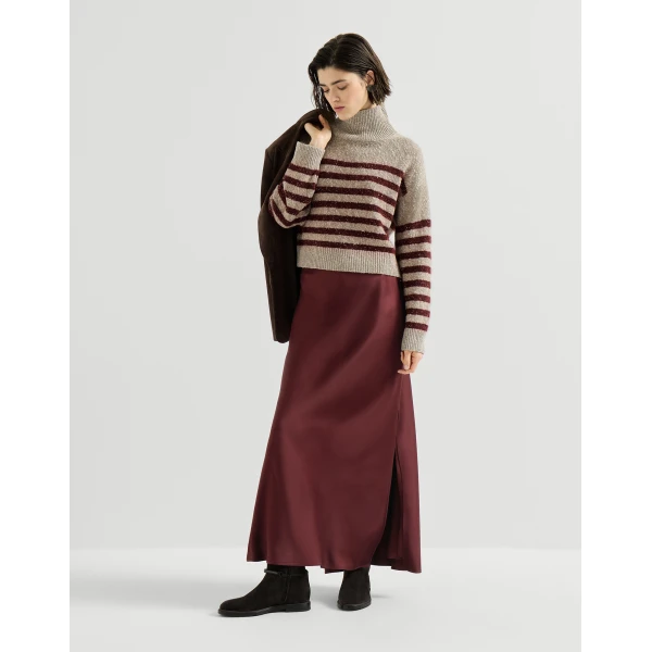Brunello Cucinelli Fluid Bias-Cut skirt in Wine, view 6