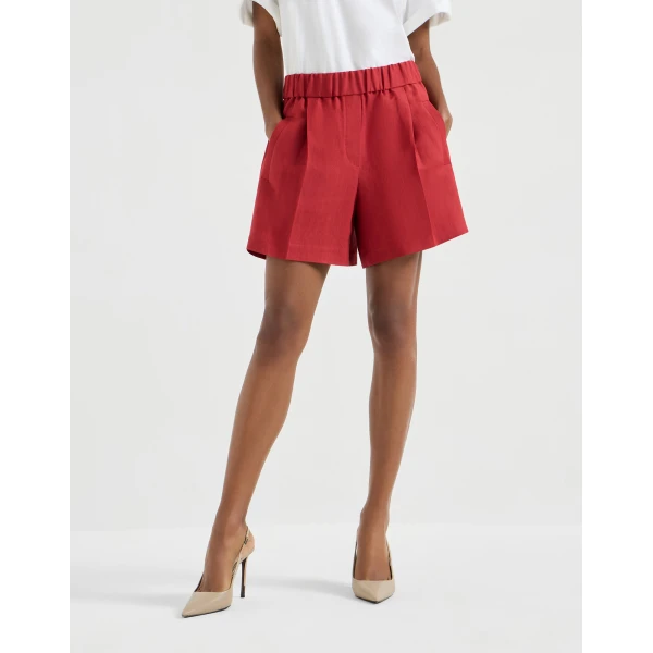 Brunello Cucinelli Fluid twill baggy shorts in Red, view 2