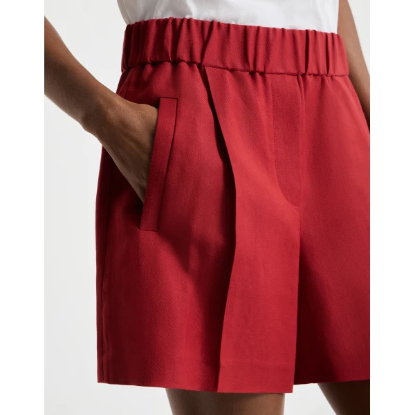 Brunello Cucinelli Fluid twill baggy shorts in Red, view 4
