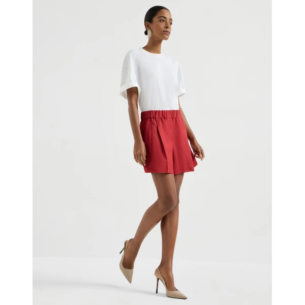 Brunello Cucinelli Fluid twill baggy shorts in Red, view 5