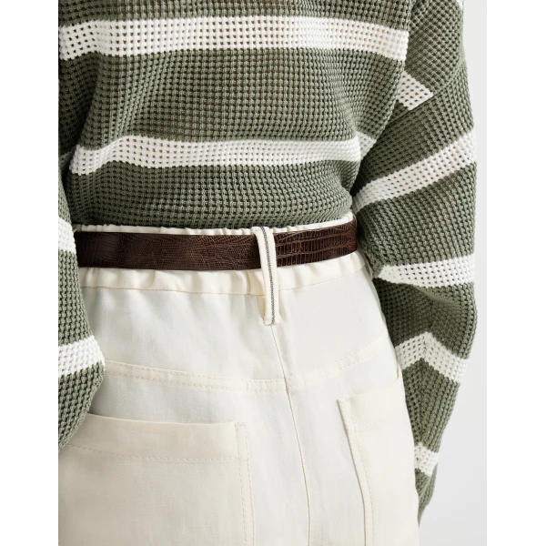 Brunello Cucinelli Fluid twill baggy trousers in Ivory, view 4