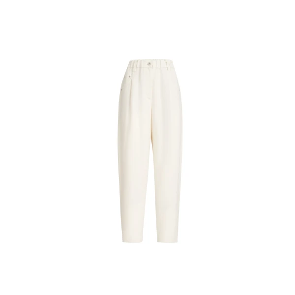 Brunello Cucinelli Fluid twill baggy trousers in Ivory