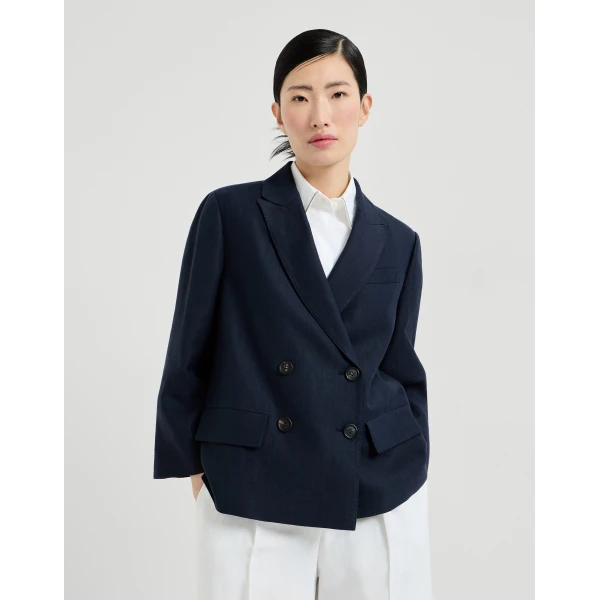 Brunello Cucinelli Fluid twill blazer in Blue, view 2