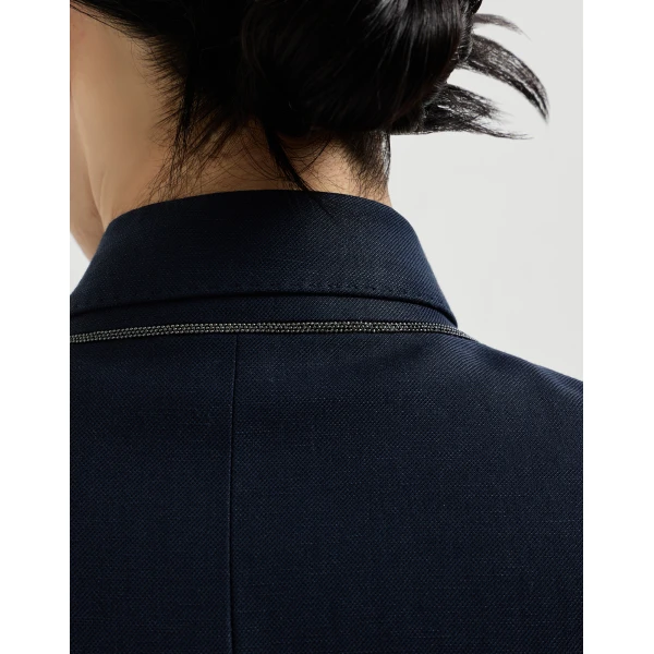 Brunello Cucinelli Fluid twill blazer in Blue, view 4