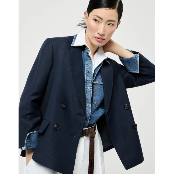 Brunello Cucinelli Fluid twill blazer in Blue, view 5