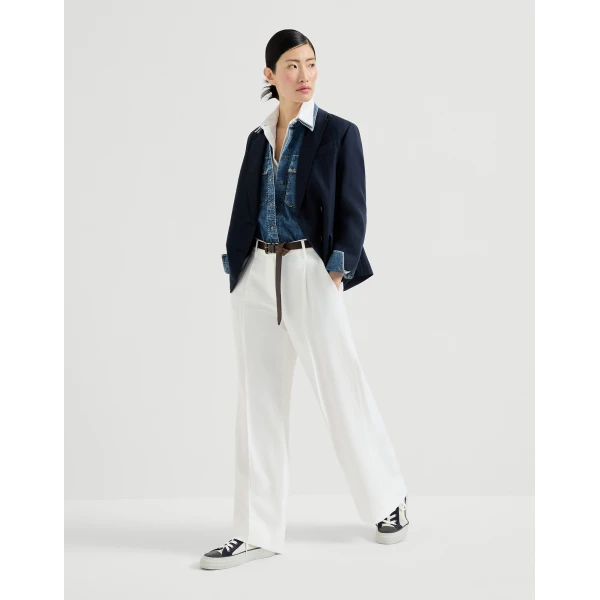 Brunello Cucinelli Fluid twill blazer in Blue, view 6