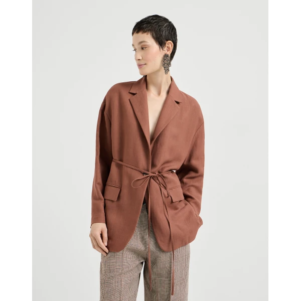 Brunello Cucinelli Fluid twill blazer in Firebrick, view 2