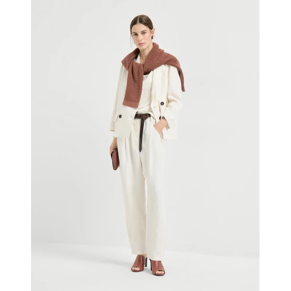 Brunello Cucinelli Fluid twill blazer in Ivory, view 6