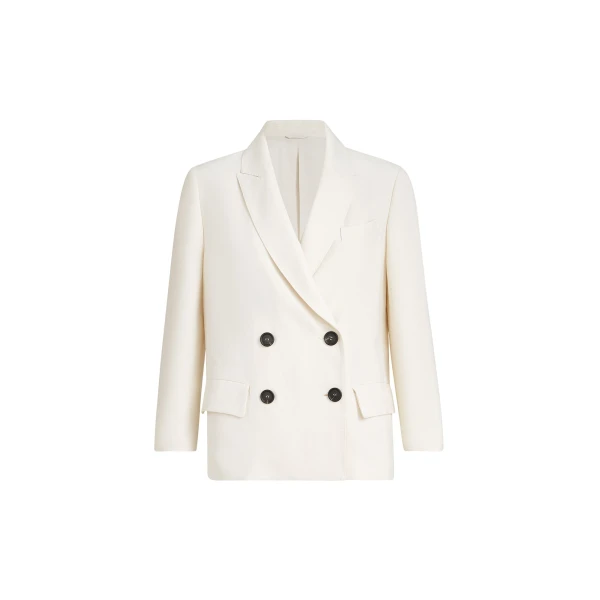 Brunello Cucinelli Fluid twill blazer in Ivory