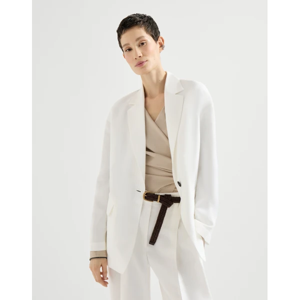 Brunello Cucinelli Fluid twill blazer in Panama, view 2