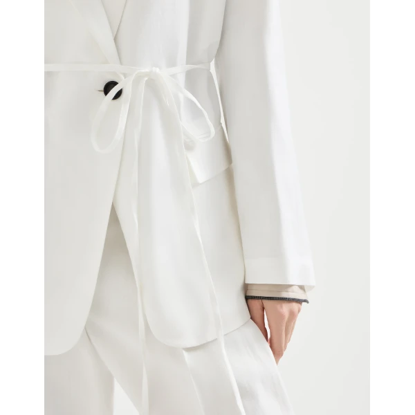 Brunello Cucinelli Fluid twill blazer in Panama, view 4