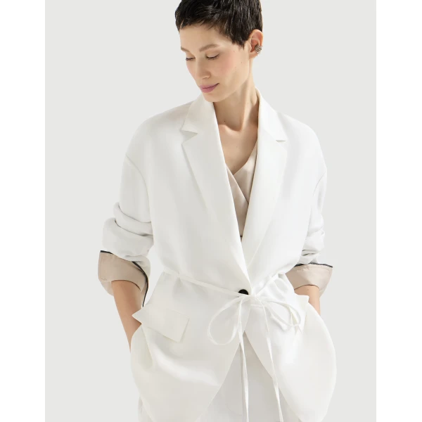 Brunello Cucinelli Fluid twill blazer in Panama, view 5