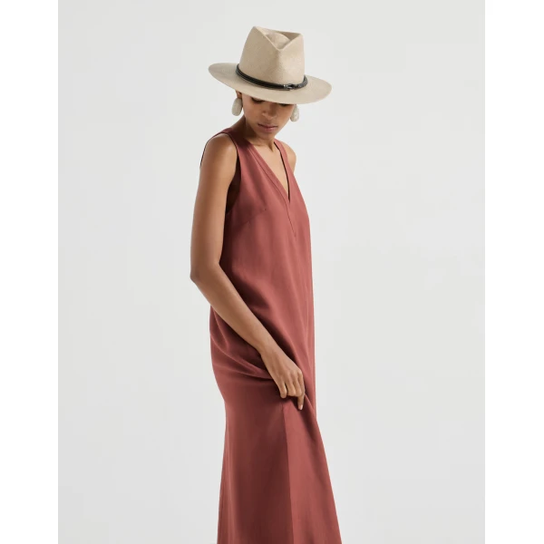 Brunello Cucinelli Fluid twill dress in Firebrick, view 5