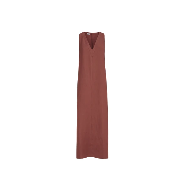 Brunello Cucinelli Fluid twill dress in Firebrick