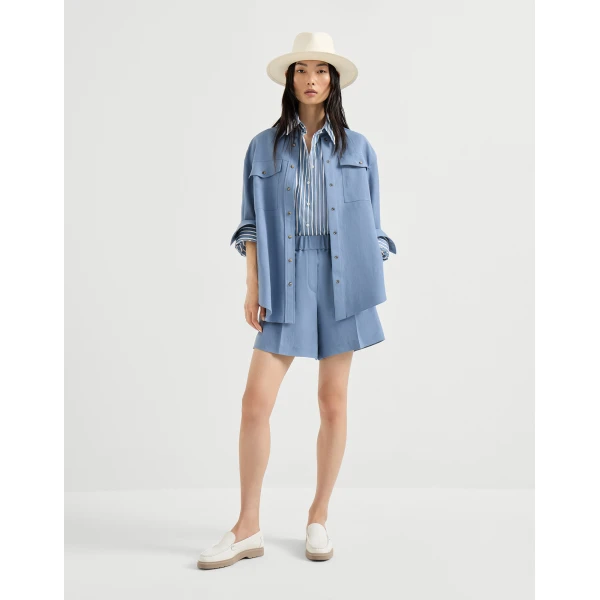 Brunello Cucinelli Fluid twill shirt in Azure, view 6