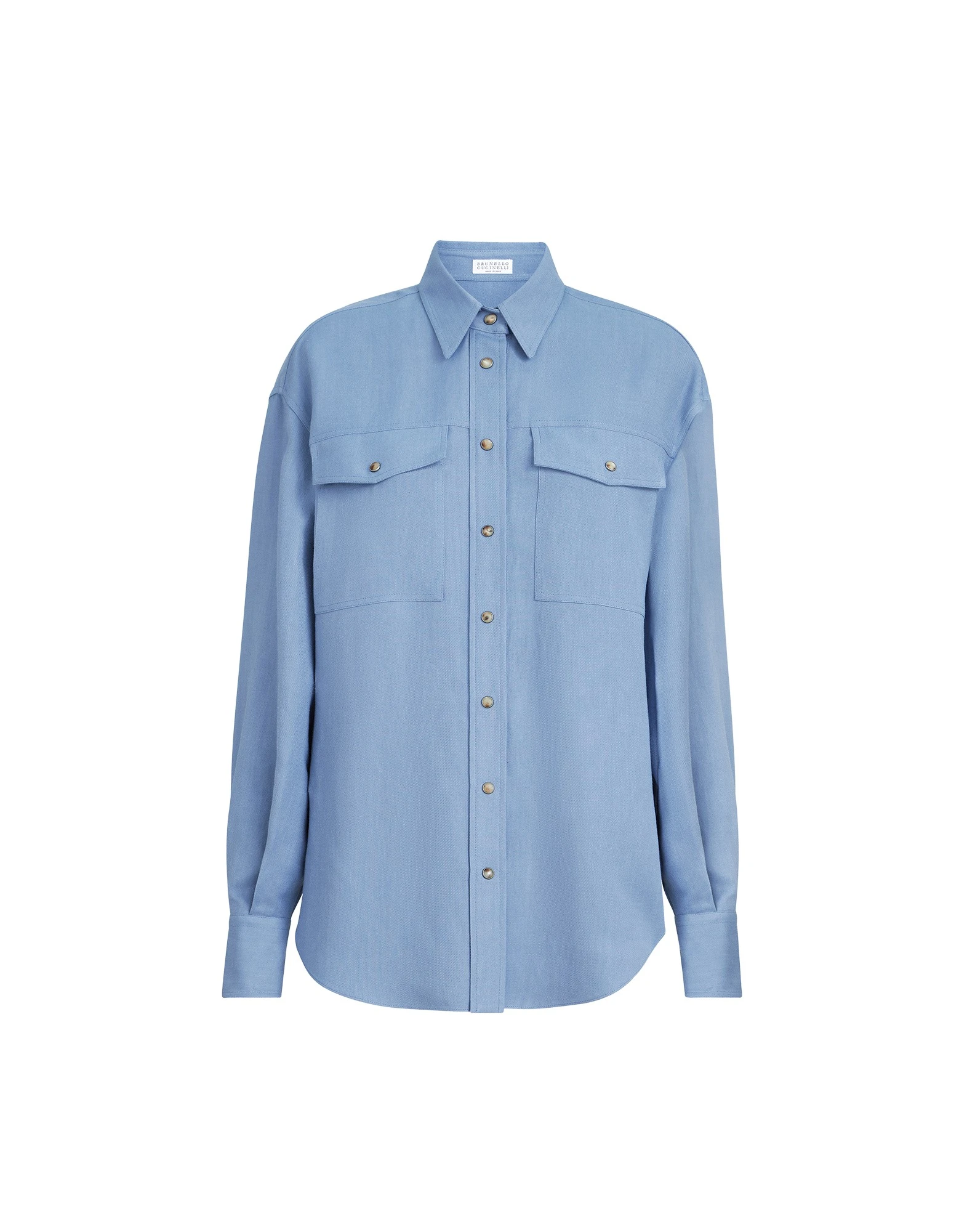 Brunello-Cucinelli-Fluid-twill-shirt-in-Azure83176_nobg Brunello Cucinelli Fluid twill shirt in Azure