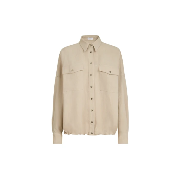 Brunello Cucinelli Fluid twill shirt in Sand