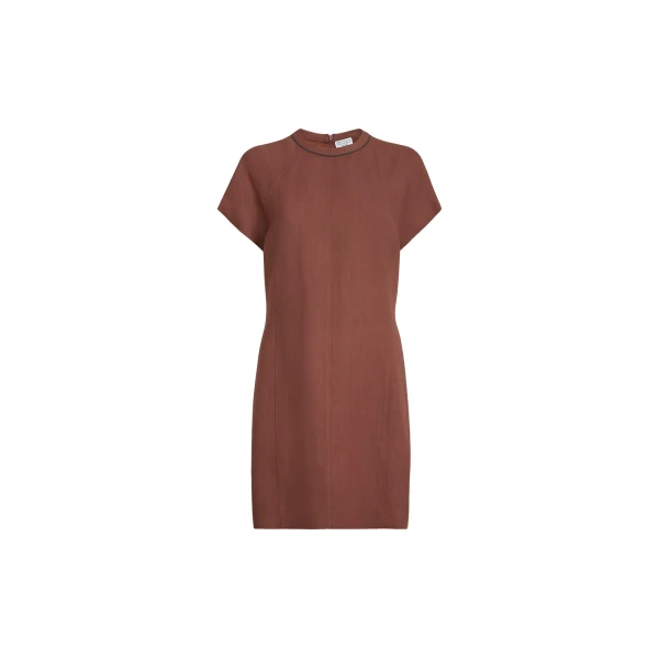 Brunello Cucinelli Fluid twill t-shirt dress in Firebrick