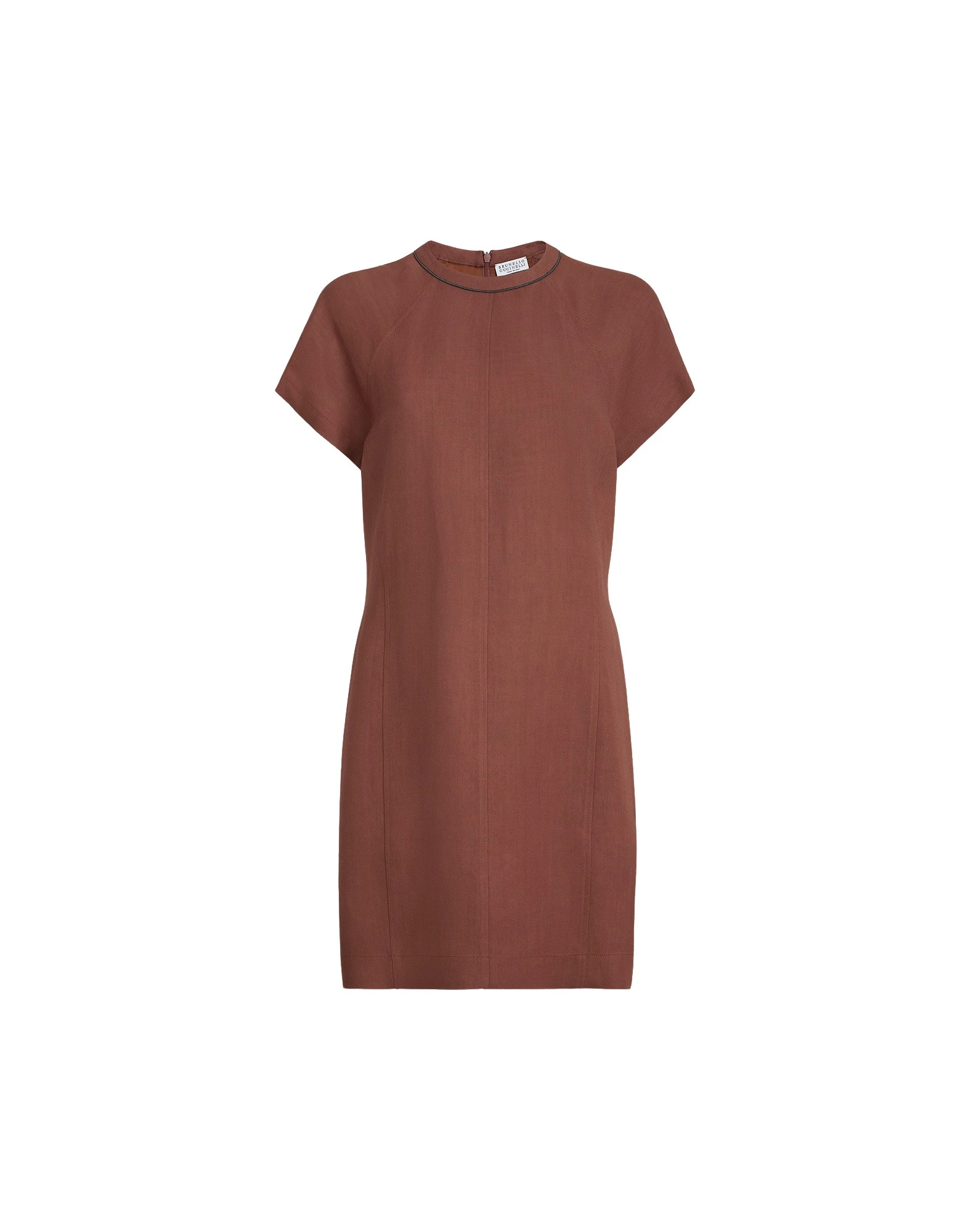 Brunello-Cucinelli-Fluid-twill-t-shirt-dress-in-Firebrick81779_nobg Brunello Cucinelli Fluid twill t-shirt dress in Firebrick