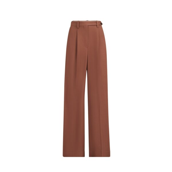 Brunello Cucinelli Fluid twill wide trousers with monili in Firebrick