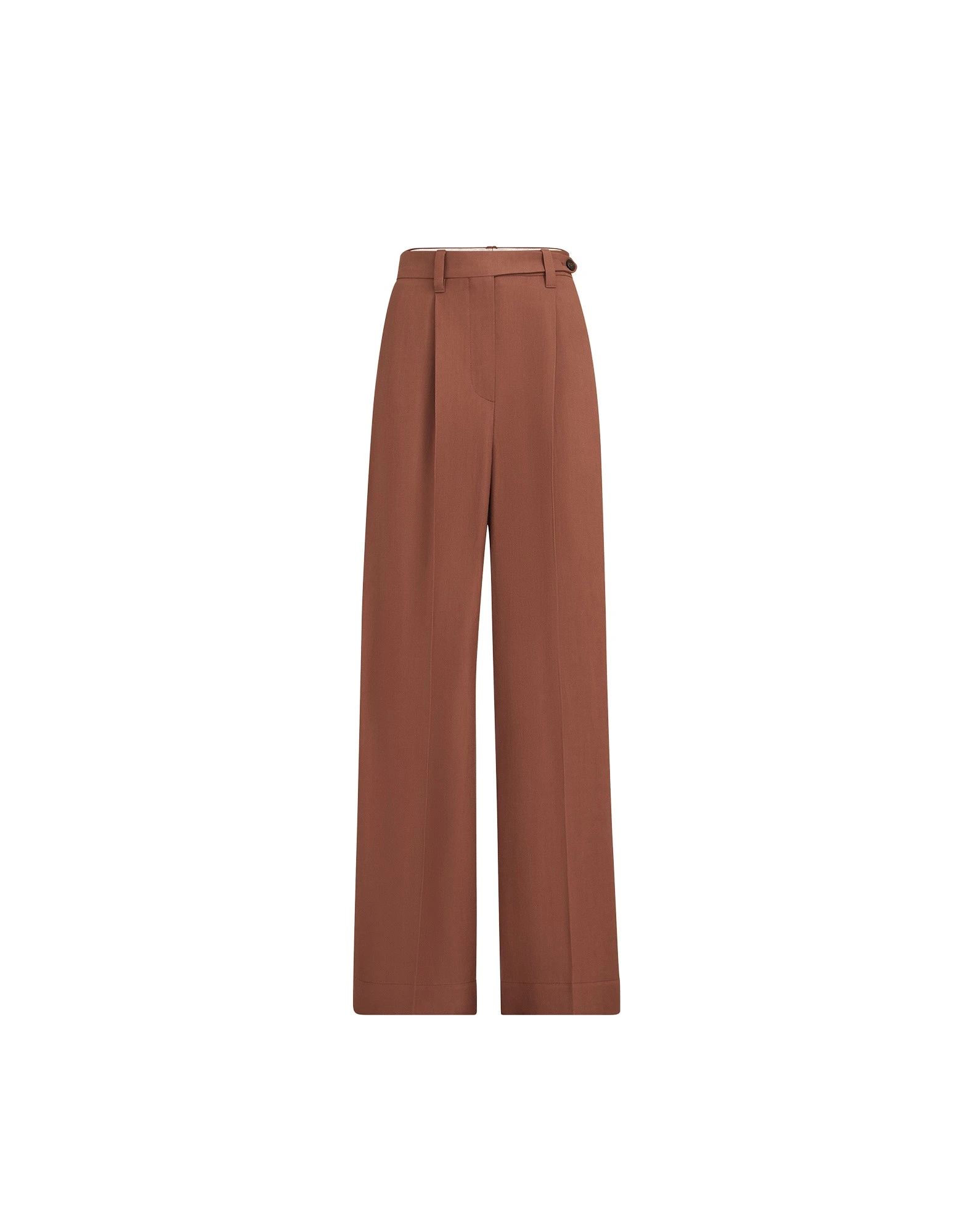 Brunello Cucinelli Fluid twill wide trousers with monili in Firebrick