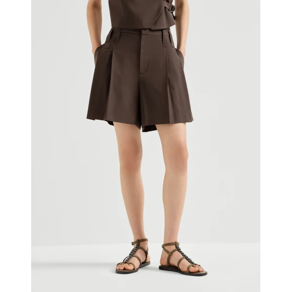 Brunello Cucinelli Formal shorts with monili in Cocoa, view 2