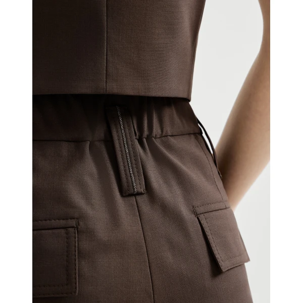 Brunello Cucinelli Formal shorts with monili in Cocoa, view 4