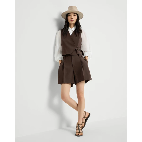 Brunello Cucinelli Formal shorts with monili in Cocoa, view 5