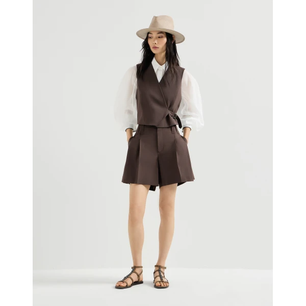 Brunello Cucinelli Formal shorts with monili in Cocoa, view 6