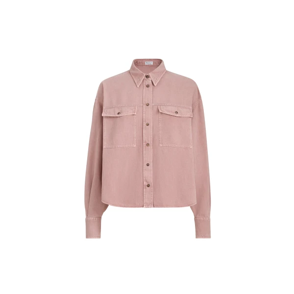 Brunello Cucinelli Garment-dyed cover shirt in Pink