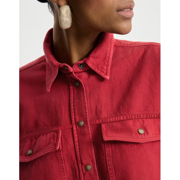 Brunello Cucinelli Garment-dyed cover shirt in Red, view 4