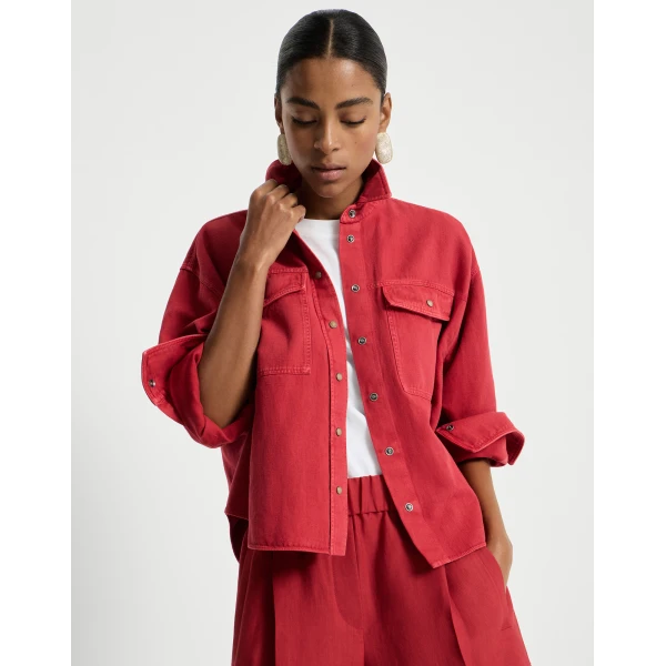 Brunello Cucinelli Garment-dyed cover shirt in Red, view 5