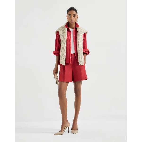 Brunello Cucinelli Garment-dyed cover shirt in Red, view 6