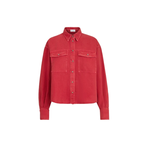 Brunello Cucinelli Garment-dyed cover shirt in Red