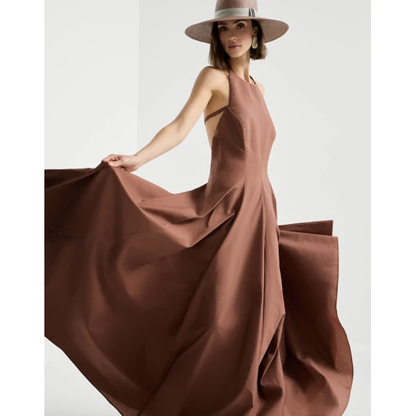 Brunello Cucinelli Halterneck dress in Firebrick, view 5