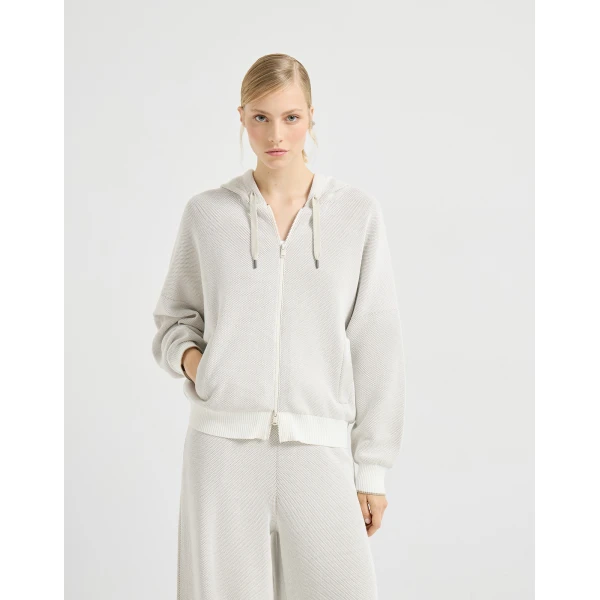 Brunello Cucinelli Honeycomb stitch sweatshirt in Panama Jacket, view 2