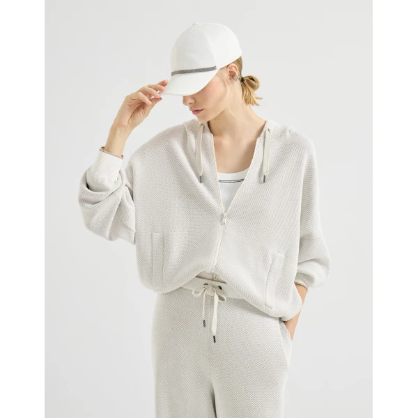 Brunello Cucinelli Honeycomb stitch sweatshirt in Panama Jacket, view 5