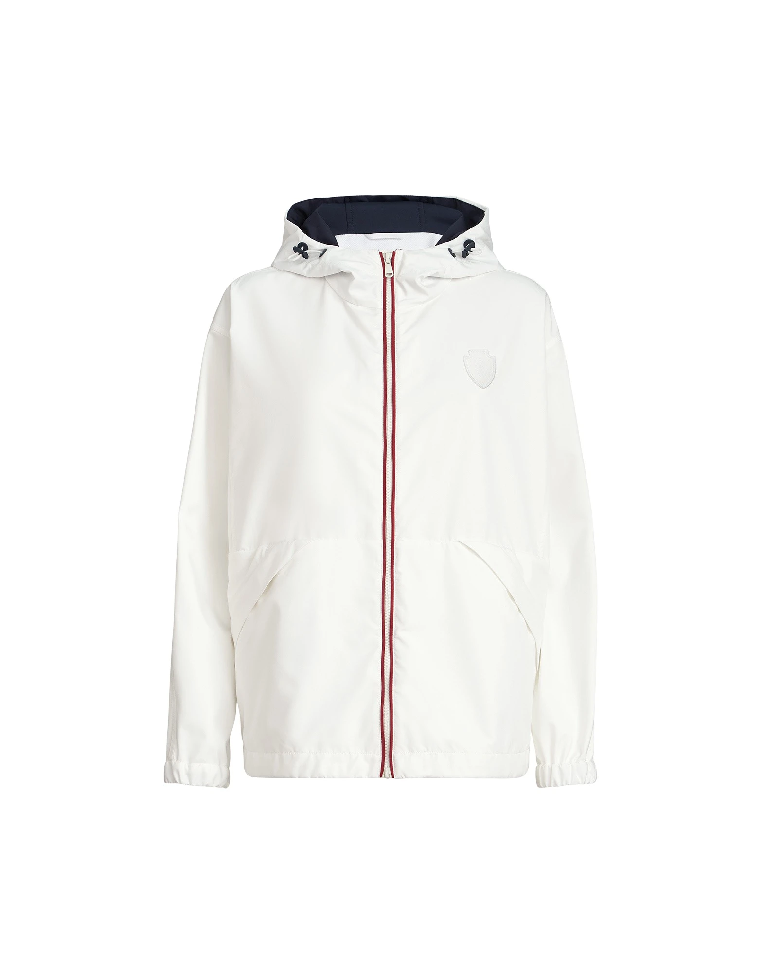 Brunello Cucinelli Hooded outerwear jacket with logo in White
